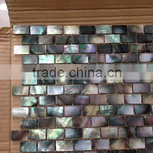 12"x12" Black Lip Mother of Pearl Shell Mosaic Brick thumbnail-3