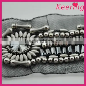 Hot Sale Handmade Fashion Pearl Beaded Applique Patches for Clothes WPH-1831 thumbnail-2