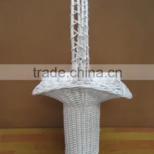 Beautiful Desigh a Set of 2 Pcs White Wicker Flower Baskets thumbnail-1