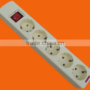 European Style 5 Way Power Extension Strip With Grounding and Switch (E5005ES) thumbnail-1