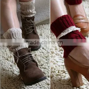 Europe and America Style Lovely Leaves Boot Socks Hollow Diamond Lace Boots Socks thumbnail-1