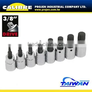 CALIBRE 8PC M4 -M14 3/8" Drive Length 50mm On Rail Spline Bit Set thumbnail-1