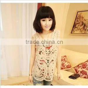 Gauze Embroidery, Crochet Hook Flower Lace Jacket VestS04B thumbnail-1