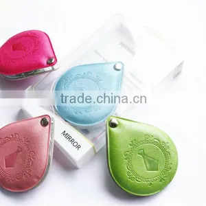 2015 Newly Small Tie Embossed Leather Pocket Mirror With Logo for Wholesale,ME301-D thumbnail-1