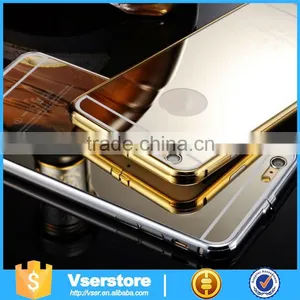 Plastic Material Cellphone Accessory PC Back Mirror Phone Cover for IPhone 6 6s Plus Aluminum Bumper Case thumbnail-1