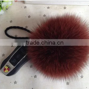 White Colour Real Fox Fur Pom Pom Key Chain thumbnail-3