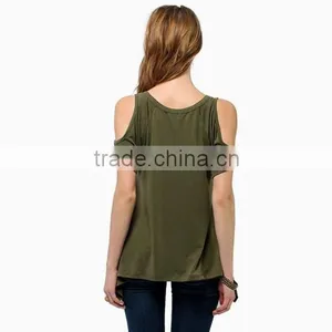Woman's Casual Loose Sexy Strapless Cotton T Shirt thumbnail-2