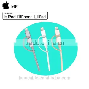 1m MFi Certified Nylon Braided 2 in 1 Charger Cable thumbnail-1