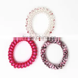 Simple Plastic Elastic Ponytail Holder Telephone Line Hair Tie thumbnail-4