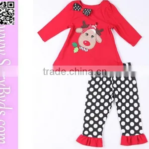 Fawn Printed Dot Design Two Pieces Children Girl Dress thumbnail-1