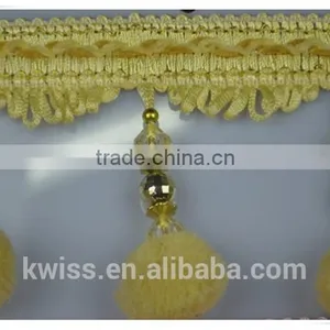 Tassel Fringe for Curtain Decorative Tassel Fringe With Pom-pom thumbnail-1