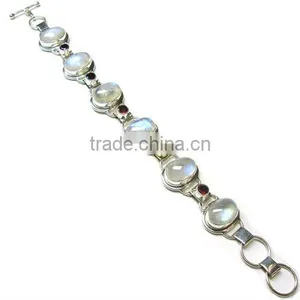 925 Silver Jewelry Sterling Silver Bracelet Rainbow Moonstone Jewelry thumbnail-1