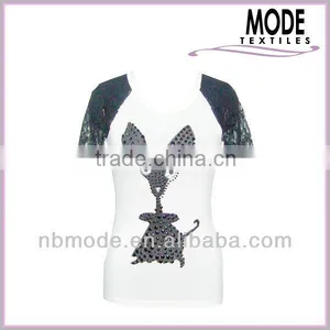Ladies Print Beeded Tshirt thumbnail-1