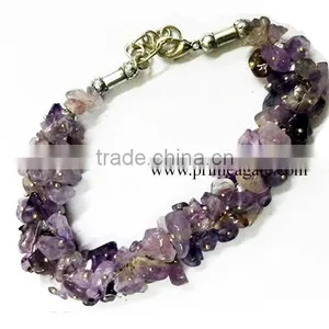 Amethyst Chips Fuse Wire Bracelet | Agate Jewelry For Sale thumbnail-1
