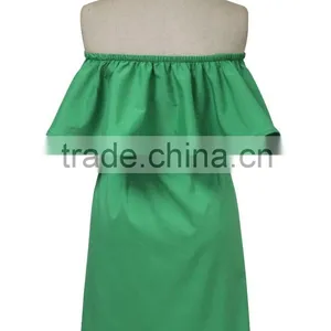 Best Selling Green off Shoulder Dress 2016 Woman Fashion Dresses Good Quality Made in China thumbnail-3