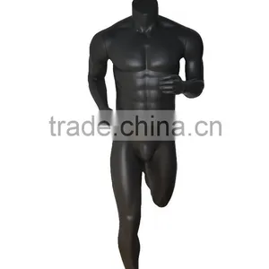Black Matte Muscle Fiberglass Stand Mannequin Sport For Sportwear Display thumbnail-1