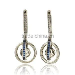 New Design Silver Jewelry Round Shaped Spinel World Globe Fashion Earrings thumbnail-5