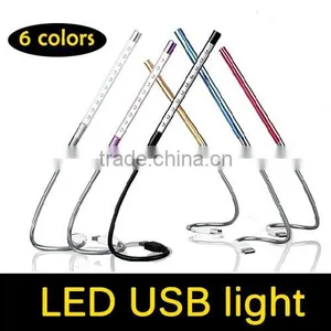 2015 New Metal Material LED USB Light Book Lamps 10 LEDs Flexible 6 Colors Reading Bulb for Notebook Laptop PC Computer thumbnail-1