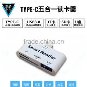 USB 3.1 Type C USB-C to USB 3.0 Female OTG Adapter & TF SD Smart Card Reader For PC Laptop Tablet Macbook thumbnail-1
