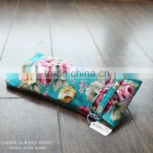 Fashion Soft Cloth Bag Sunglasses Glasses Pouches Blue Floral Pouch for Small Sunglass & Optical Frames BDH07X thumbnail-6