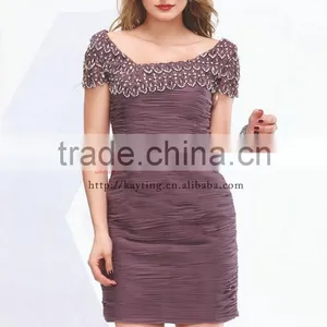 Ready To Ship Wholesale Muslim Evening Dress Short Cocktail Dress For Fat Women thumbnail-2
