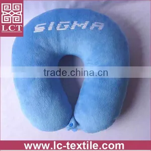 Supply Direct From Factory Micro Plush Removable Cover Custom Embroidery Travel Neck Pillow With Invisible Zipper(LCTP0102) thumbnail-1