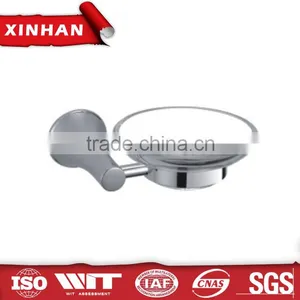 Round Clear Glass Soap Dish Wholesale Zinc Alloy Sanitary Ware thumbnail-1