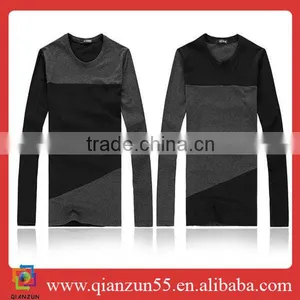 Cotton Transfer Spring Long Sleeve Cool Men Slim Fit Black T-shirt thumbnail-1
