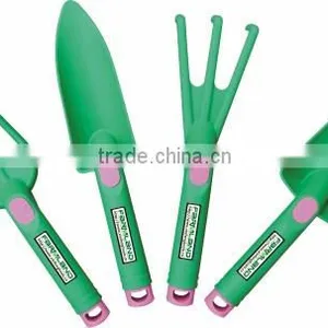 Plastic Mini 4pcs Green Garden Tools Kids Garden Tools Garden Tools Set With Round Hook Eye Hanlde thumbnail-1