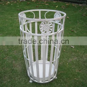 Shabby Chic Metal Umbrella Stand Holder Elegant Antique White thumbnail-2