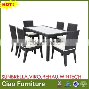 Outdoor Furniture Garden Table Set Black Wicker Table Set thumbnail-1