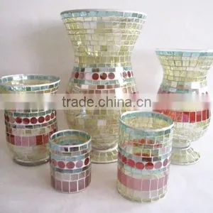 Different Shape Mosaic Candle Holders Votive Antique for Home Decoration thumbnail-4