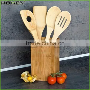 Bamboo Spoon Holder With Four Utensils/Kitchen Spoon Rest Organizer/Homex_FSC/BSCI Factory thumbnail-1