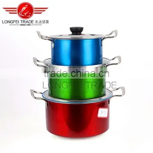 New Design 3pcs Colorized Stainless Steel Soup Pot thumbnail-1