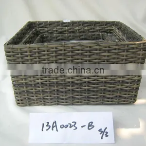 Square PE Plastic Rattan Material Storage Basket Plant Pot thumbnail-1