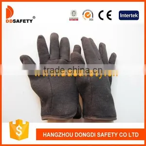 DDSAFETY 2017 Brown Jersey Glove Open Cuff Chore Canvas Safety Working Glove thumbnail-1