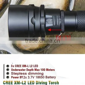 3000 Lumen 3x Cree XM-L T6 LED Underwater 100M Scuba Diving Led Flashlight thumbnail-3