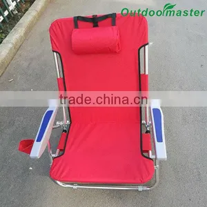 Portable Red Big Guy Aluminum Folding Beach Chair Backpack thumbnail-1