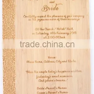 2015 Fancy Wedding Invitation Card Laser Cut Bamboo thumbnail-2