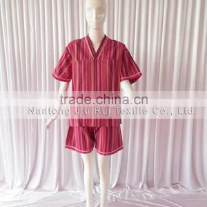 Korean Style Stripe Pajamas for Men With Pocket Elastic Waist 2 Piece Set Hotel Quality Autumn Unisex Pajamas For Sauna thumbnail-1