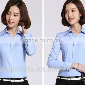 Long Sleeve Woman Formal Dress Shirts Cotton Office Lady Dress Blouse thumbnail-4