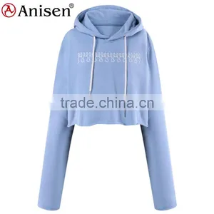 Oem Service Custom 100% Cotton Fleece Women Short Hoodies thumbnail-1