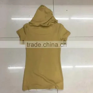 Factory Closeout Women Fashion Yellow Cute T-shirt With Hoodies thumbnail-6
