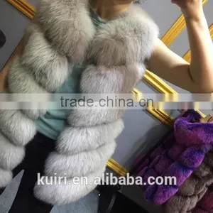 100% Real Genuine Fox Fur Long Vest Gilet Waistcoat Jacket Ladies Luxury Warm thumbnail-5