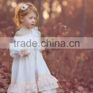 Girls Classic Long Sleeved Vintage Lace Embellished Nightgown Baby Kids Christmas Sleepwear 100% Cotton Lace Crochet Dress thumbnail-2