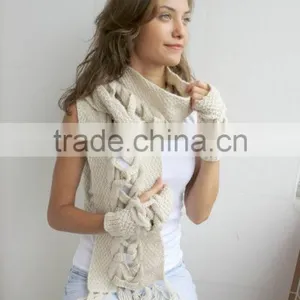 Beige Wool Scarf Special Design thumbnail-3
