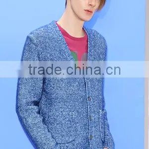 Hot 2017 Fashionable Best Price Long Sleeve Blue Sweater Men for Wholesale thumbnail-2