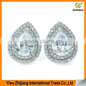 Double Drainage Drops Set Auger Inlay Zircon Stud Earring thumbnail-1