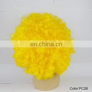 Cheap Party Carnival Yellow Big Afro Wigs 180g PC2B thumbnail-3