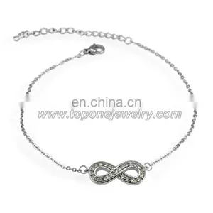 Cheap Wholesale Stainless Steel Infinity Women's Wedding Bracelets With CZ Jewelry Gifts thumbnail-2